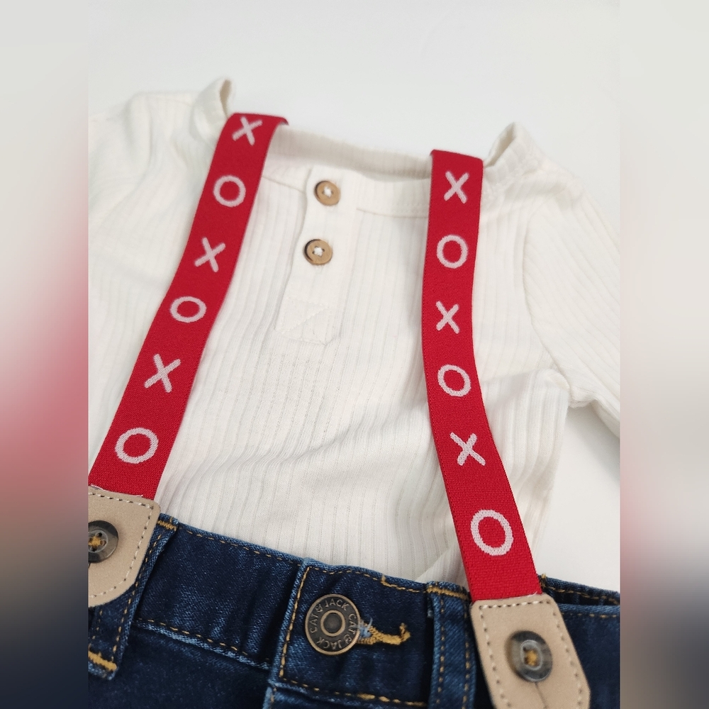 Cat & Jack Valentines set jeans and suspenders Size 3-6 Months NWT - Picture 2 of 8